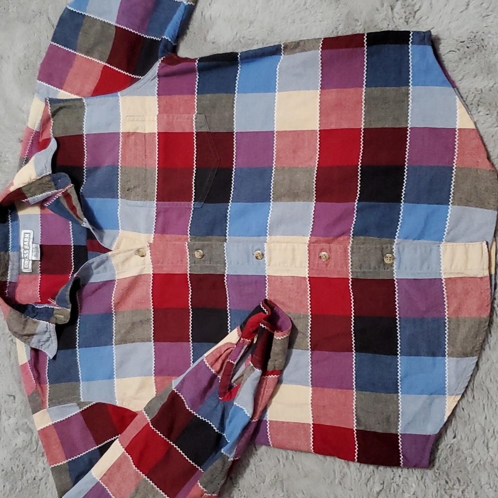 Dress Barn Patchwork Design Cotton Buttondown Lon… - image 2